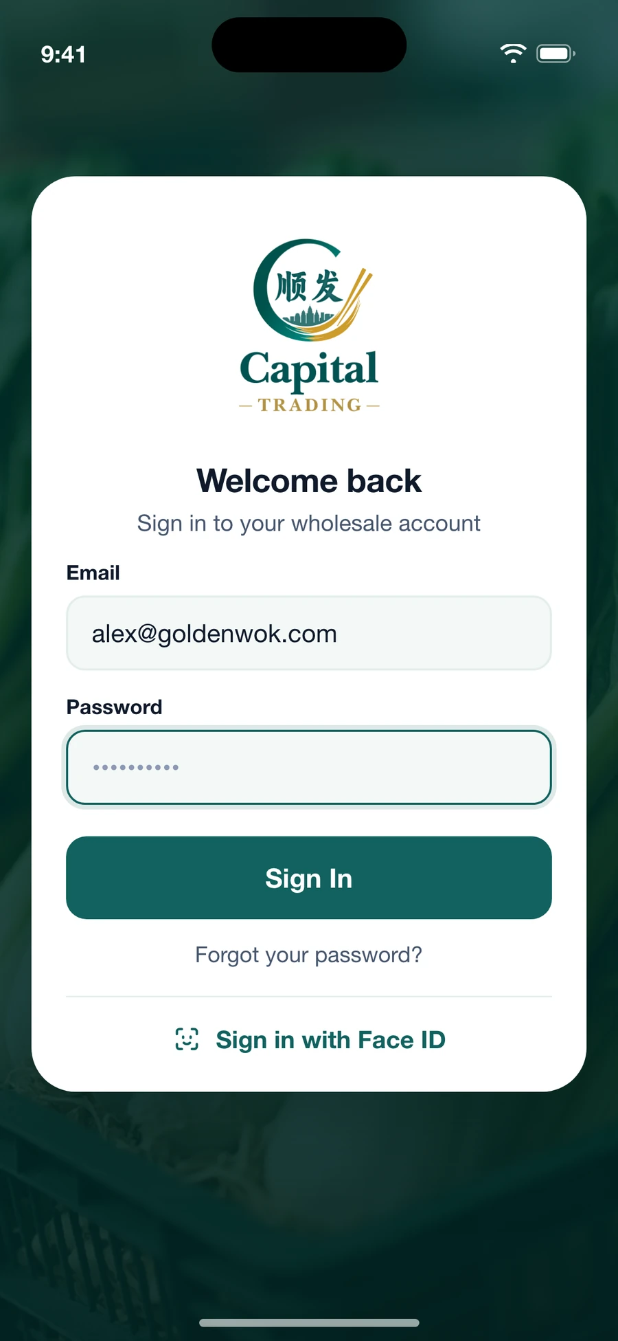 Capital Trading app sign-in screen